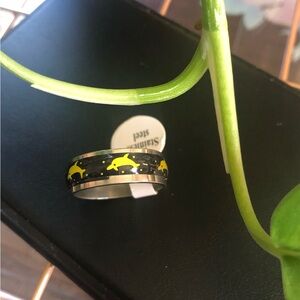 Stainless Steel Ring with Yellow Dolphin 🐬 Design Size 8